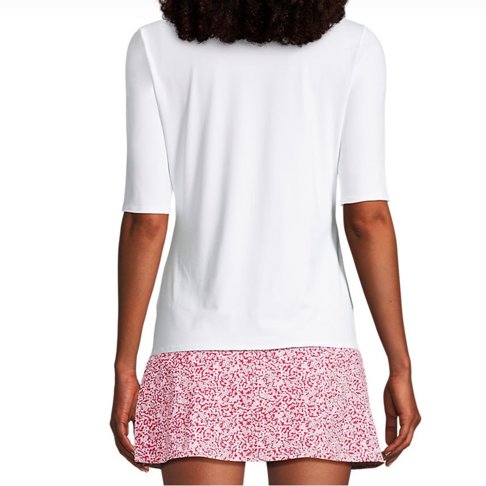 Lands' End Women's Sunshade UPF 50 Elbow Sleeve Relaxed Rash Guard White M - Picture 5 of 6